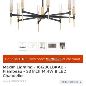 Maxim Lighting Black and Gold LED Chandelier